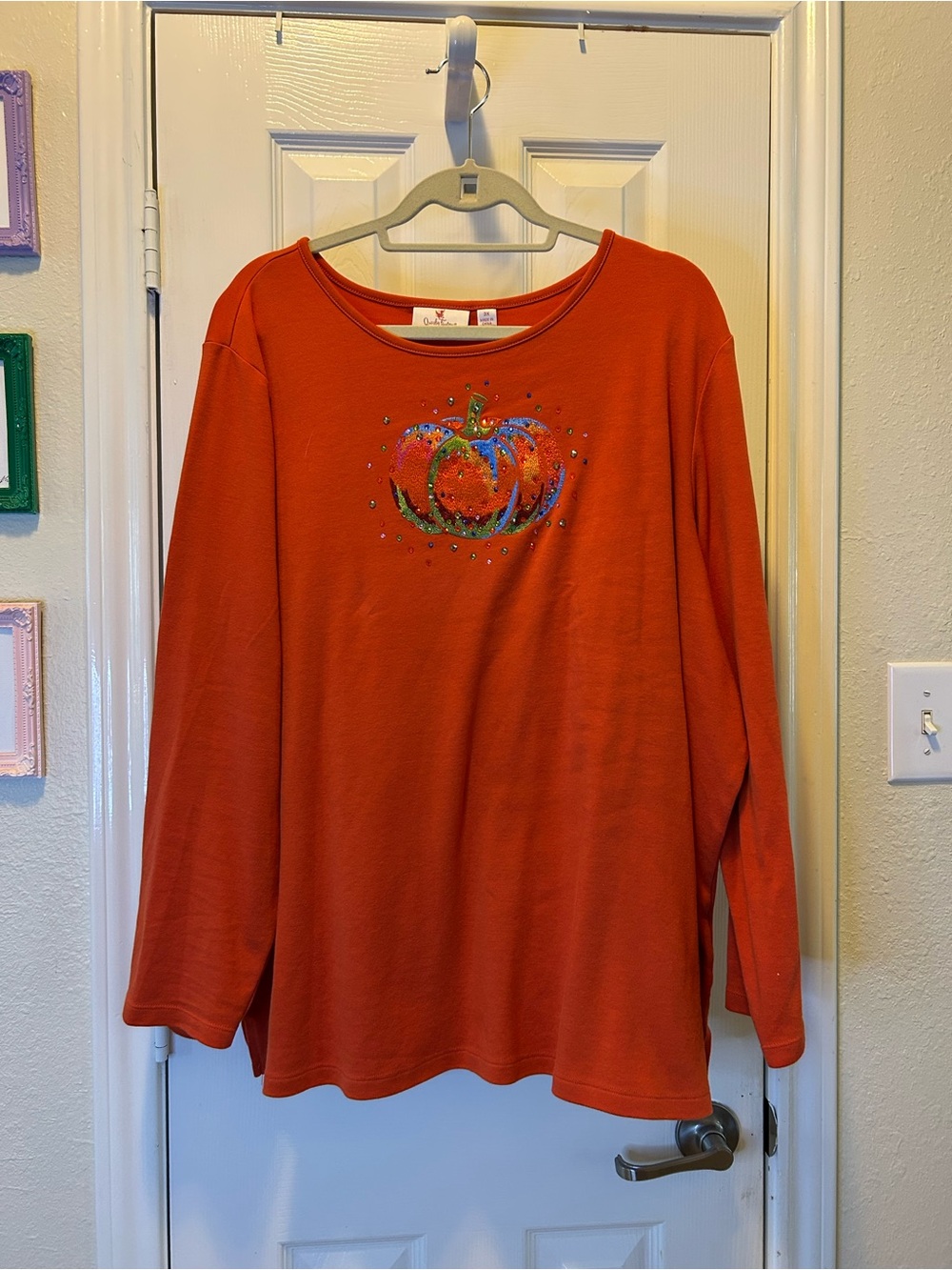 Quacker Factory by Jeanne Bice Fall Embellished Long Sleeve Tee 3X